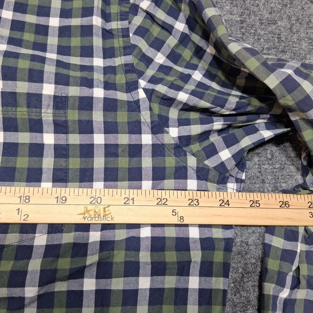 Banana Republic Shirt Mens XL Gray/Gree/Blu Plaid Long Sleeve Slim Fit Button Up